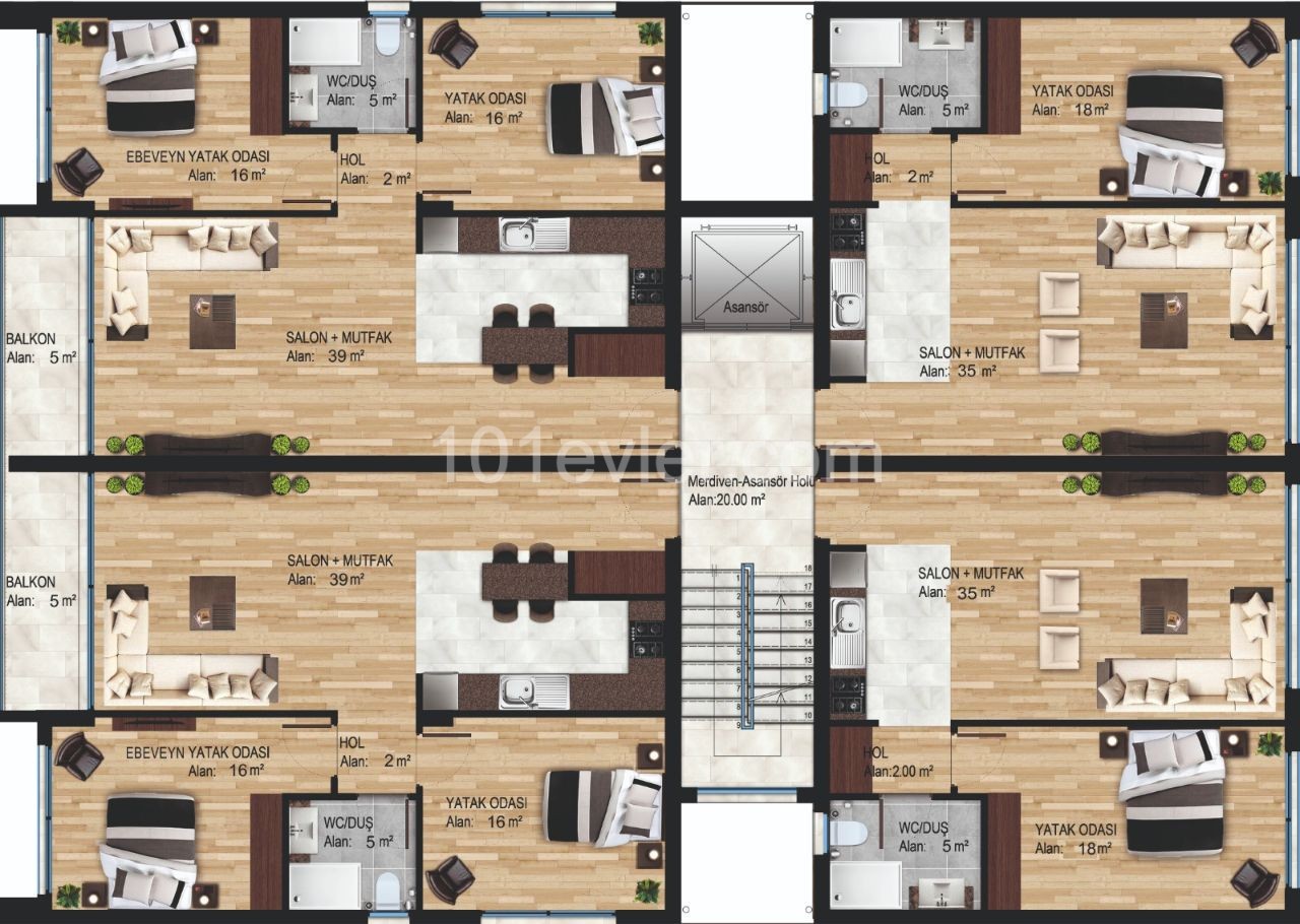 1+1 VE 2+1 LUX FLATS FOR SALE IN CENTRE OF KYRENİA