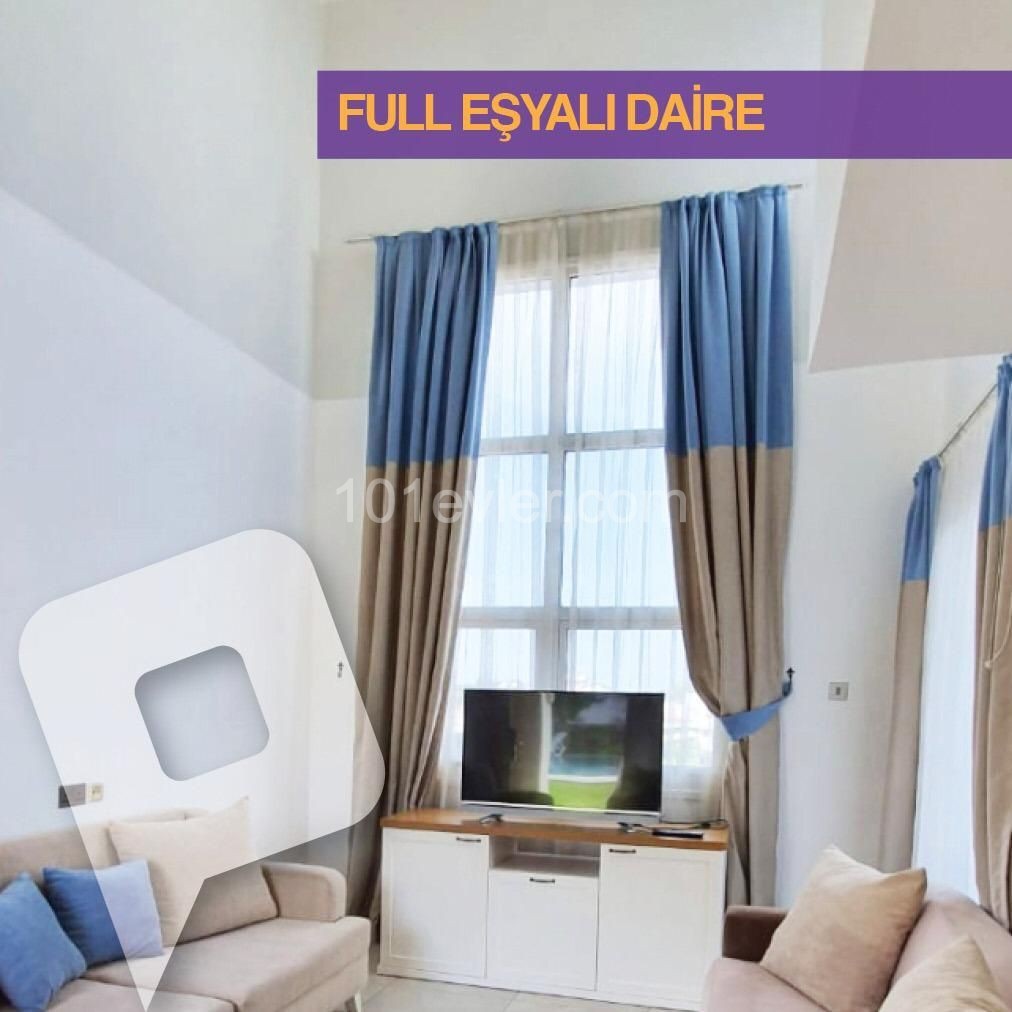 GİRNE MERKEZ'DE 1+1 ORTAK HAVUZLU FULL EŞYALI KİRALIK DAİRE