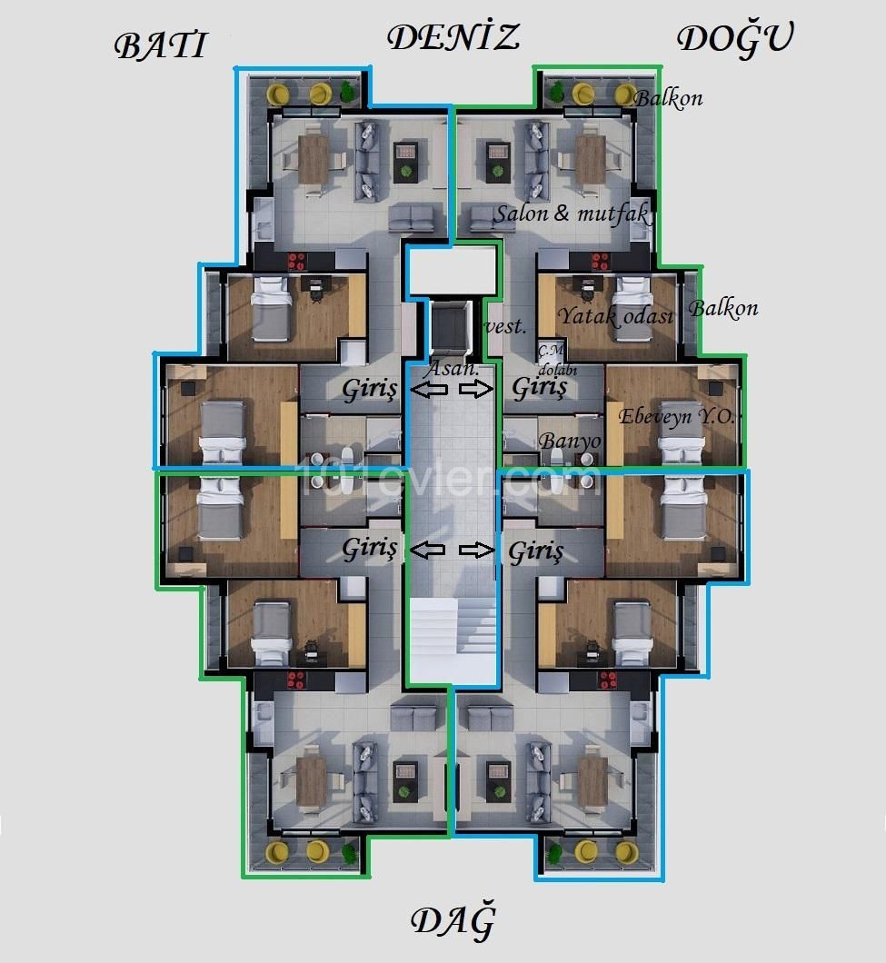 PROJECT WILL BE DELIVERED MARCH 20 ! 2+1 APARMTENT FOR SALE PRICE STARTING FROM 78,000 GBP IN TÜRK QUARTER KYRENIA