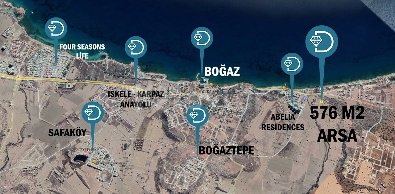 Boğaz, İskele'de Satılık 576m2 Arsa