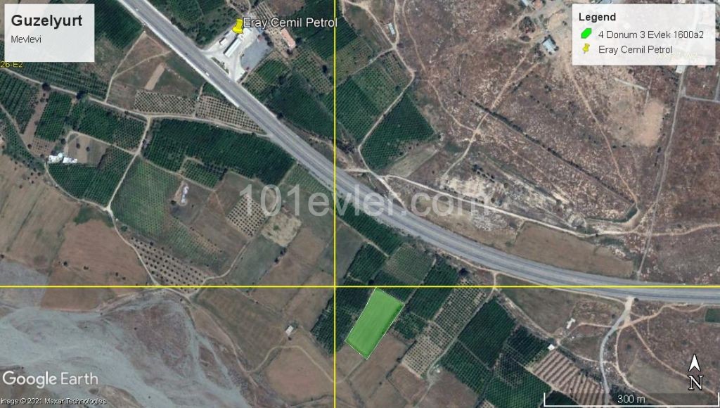 4 ACRES OF 3 EVLEK 1600a2 LAND NEAR THE MAIN ROAD IN THE MEVLEVI DISTRICT OF GUZELYURT! ** 