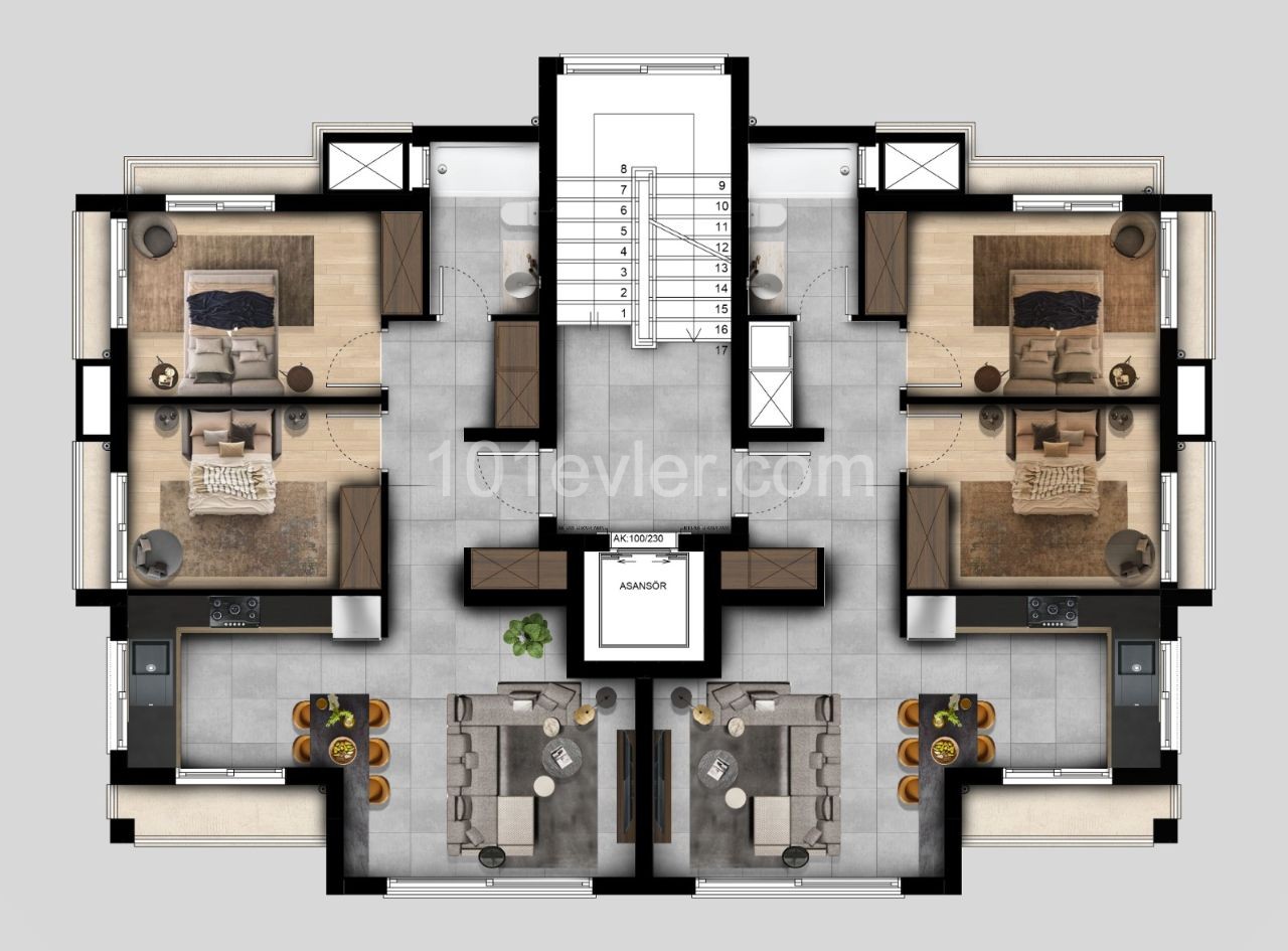 ПРОДАЕТСЯ ЭЛИТНАЯ КВАРТИРА 2 + 1 В ЦЕНТРЕ КИРЕНИИ ** 