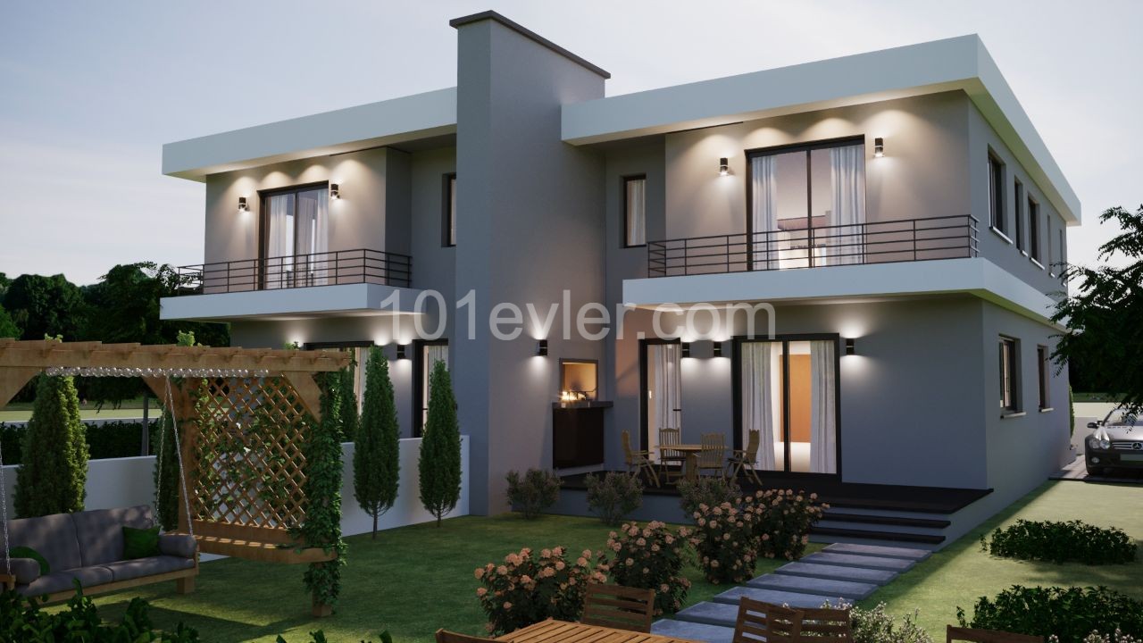 Modern and Luxurious Twin Villas with a Large Garden in Hamitkoy at Prices Starting from STG 159,000 ** 