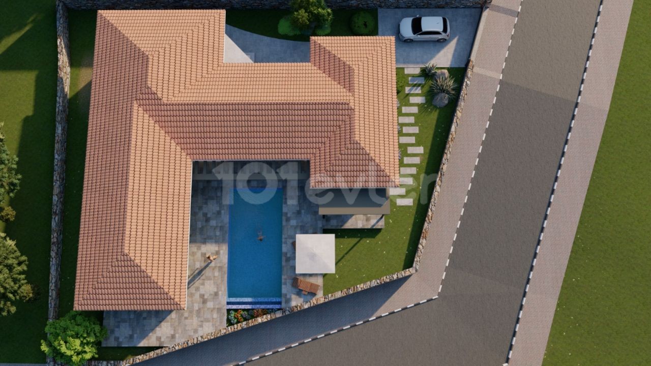 Girne Malatya'da Muhteşem Manzaralı 220m2, 3+1 Tüm yatak odaları En-suit Satılık Villa 360,000stg