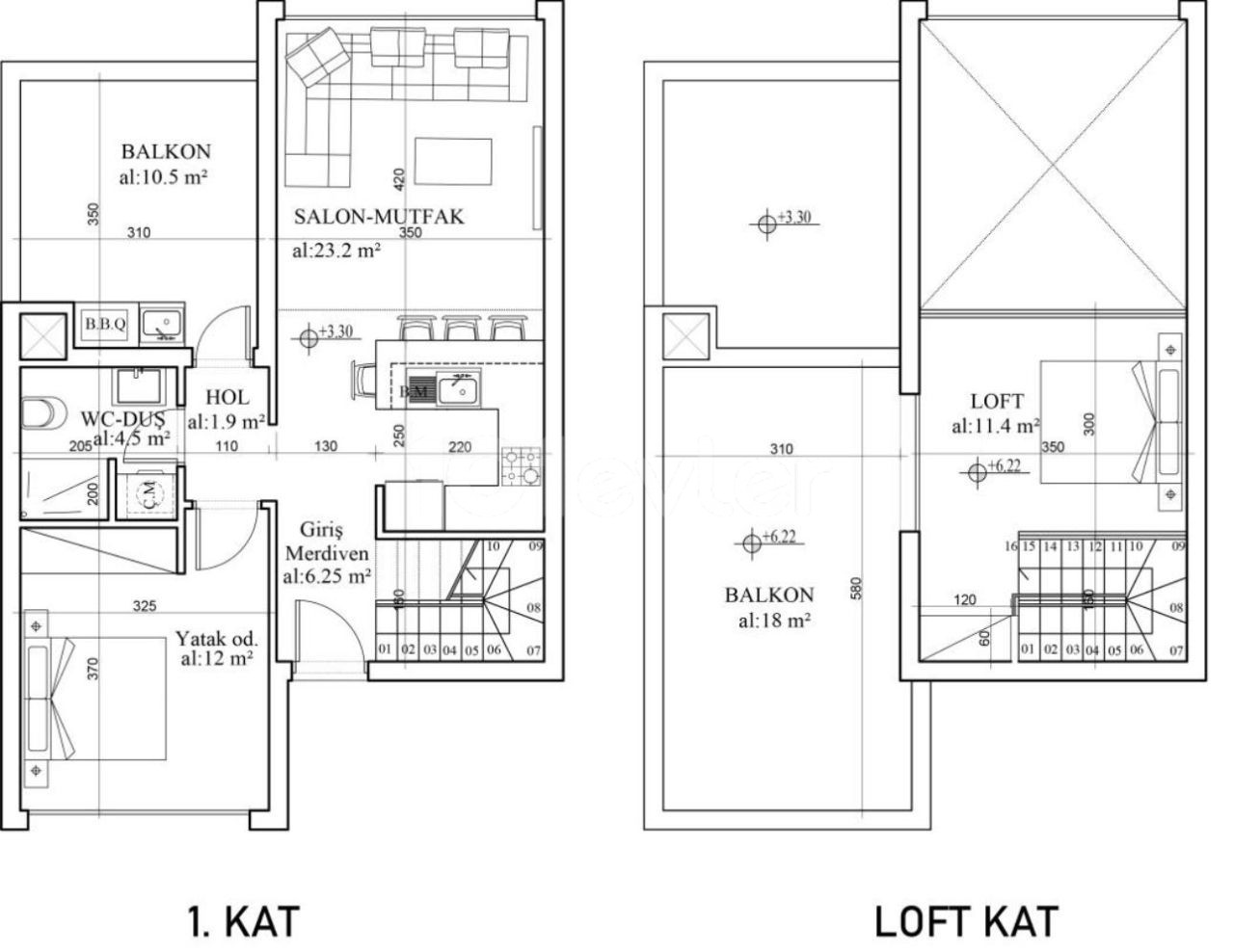 Студия, Studio Loft, 1+1,2+1,1+1 Апартаменты Loft ждут вас в нашем проекте, который находится в пешей доступности от моря, по цене от 259 000 стг.