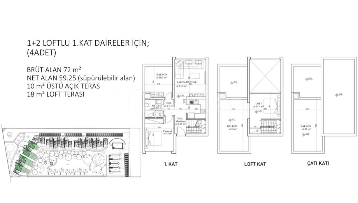 Denize yürüme mesafesinde yeralan projemizde Stüdyo,Stüdyo Loft,1+1,2+1,1+1 Loft Daireler Sizleri Bekliyor 259,000stg den başlayan fiyatlarla