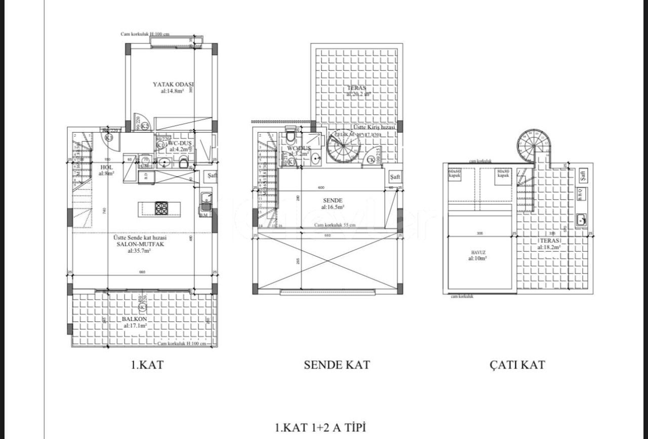 İskele'de Studyo,Studyo-Loft, Standart 2+1 Satılık Daireler 280,500stg 