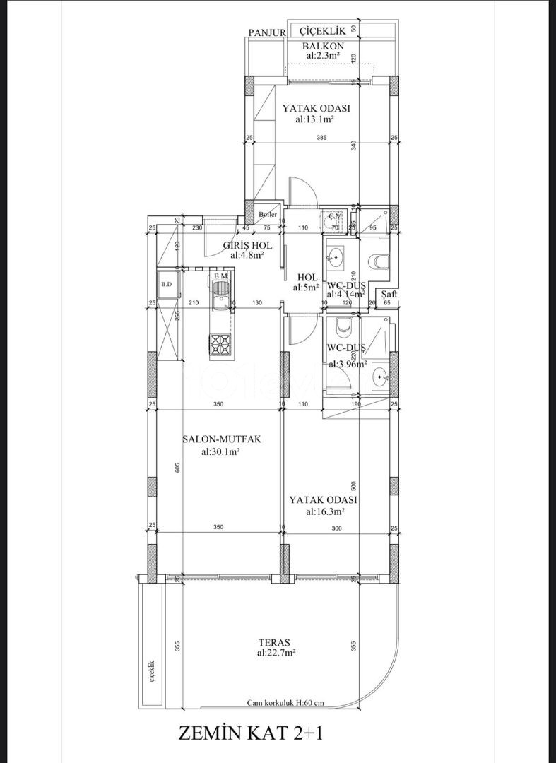 İskele'de Studyo,Studyo-Loft, Standart 2+1 Satılık Daireler 280,500stg 