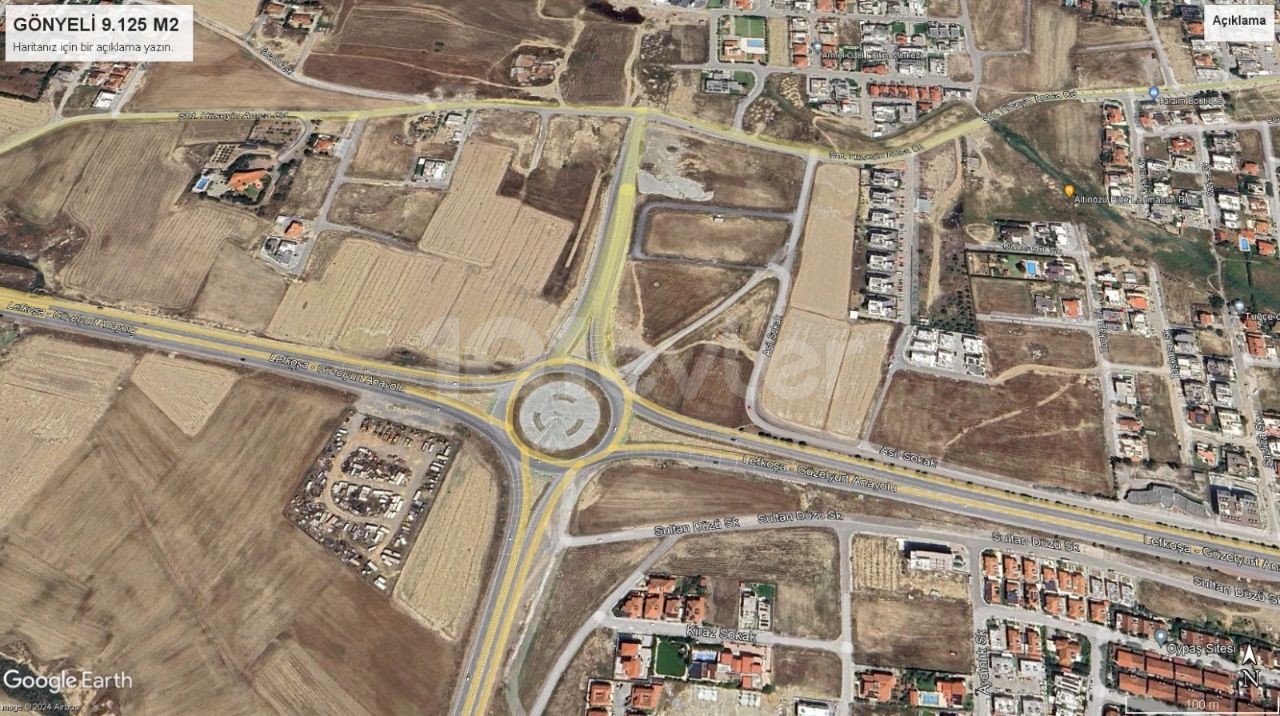 9.125 m2 türkisches Land zum Verkauf im Villenviertel in Gönyeli, Nikosia