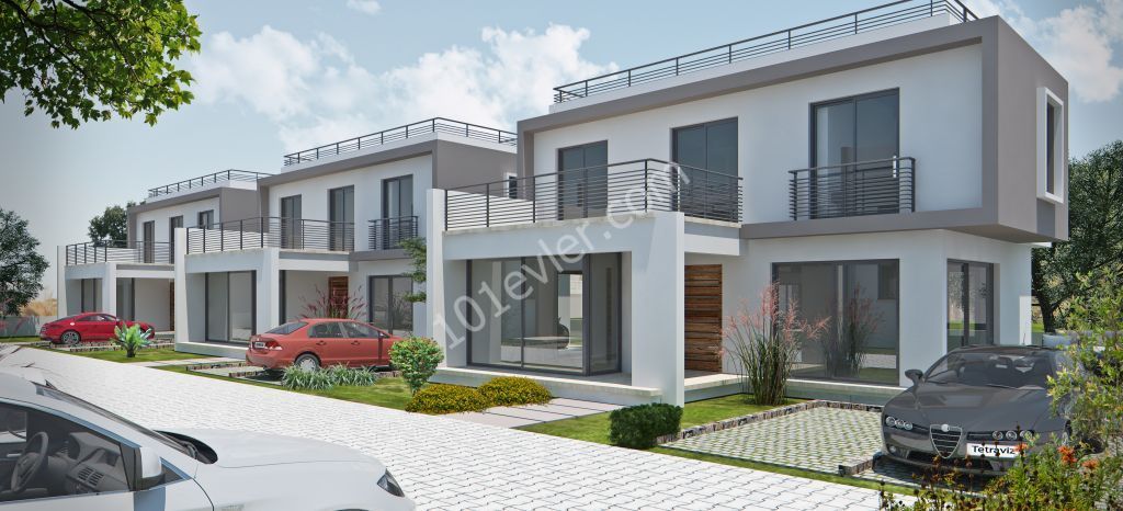 Modern architectural duplex villas with fully detached gardens intertwined with nature in Kyrenia-Bosphorus (* 25,000 GBP Down Payment, Balance Delivery) ** 