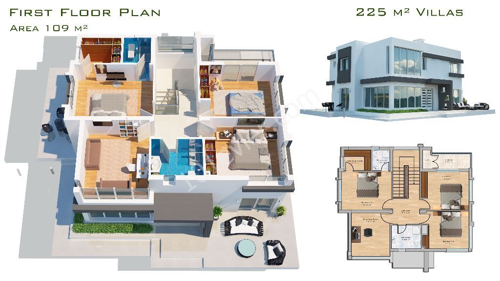 Yeni Boğaziçi'nde satılık 4+1 villa 19 ay sonra teslim toplam 595 m2 garajlı