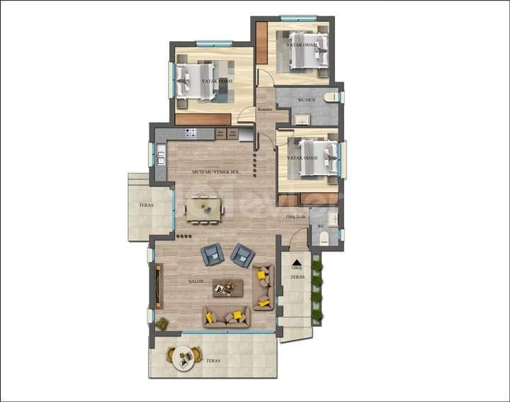 3+1 single storey villa in Mutluyaka, Famagusta * 3+1 detached villa providing the silence of nature and ease of transportation 157000£ ** 