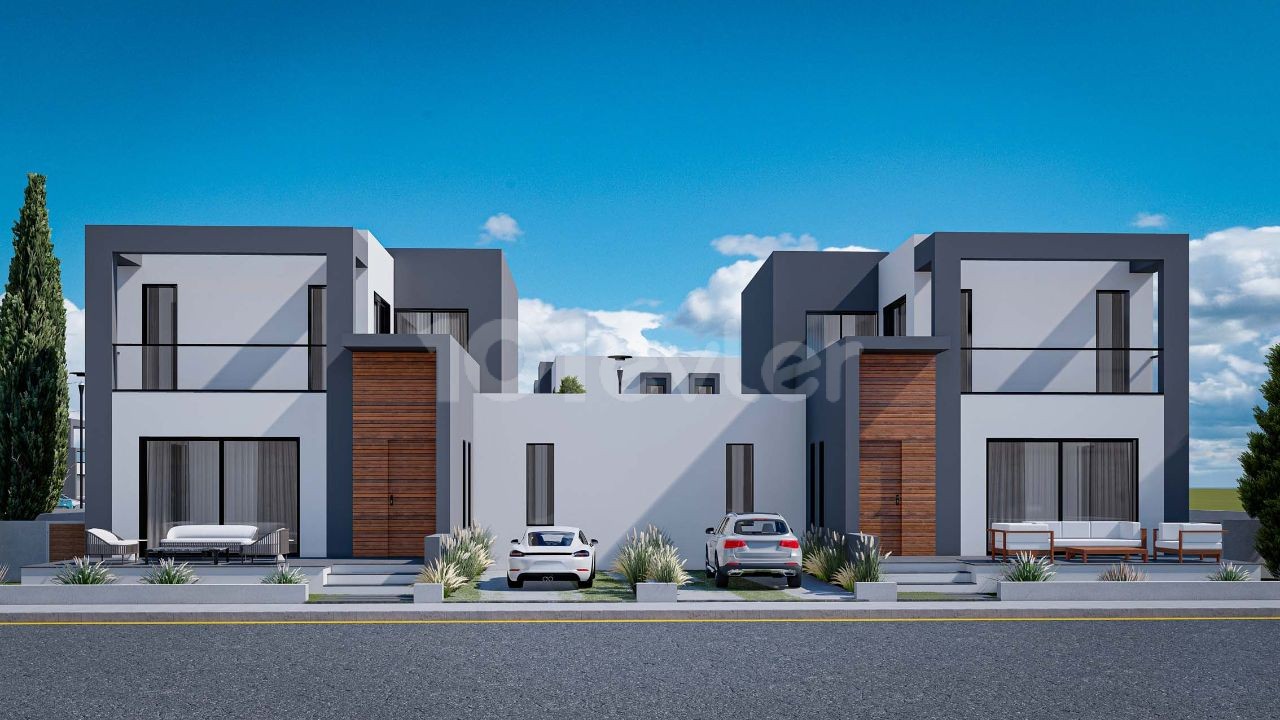 Yenıbogazıcınde  ikiz villa 2+1  145.000 Stg Havuzlu 165.000 Stg  Teslim tarihi Mart 2026 %35 ön peşinat geriye kalan 48 ay vade