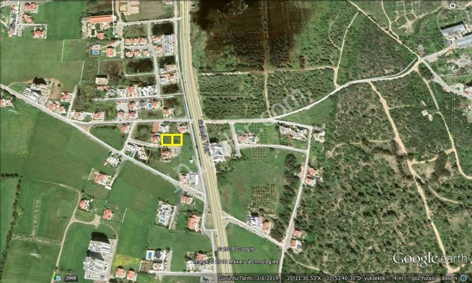 2 PLOTS OF LAND NEXT TO EACH OTHER IN THE YENIBOGAZICI DISTRICT ARE LOCATED 10 dec meters FROM THE MAIN ROAD ** 