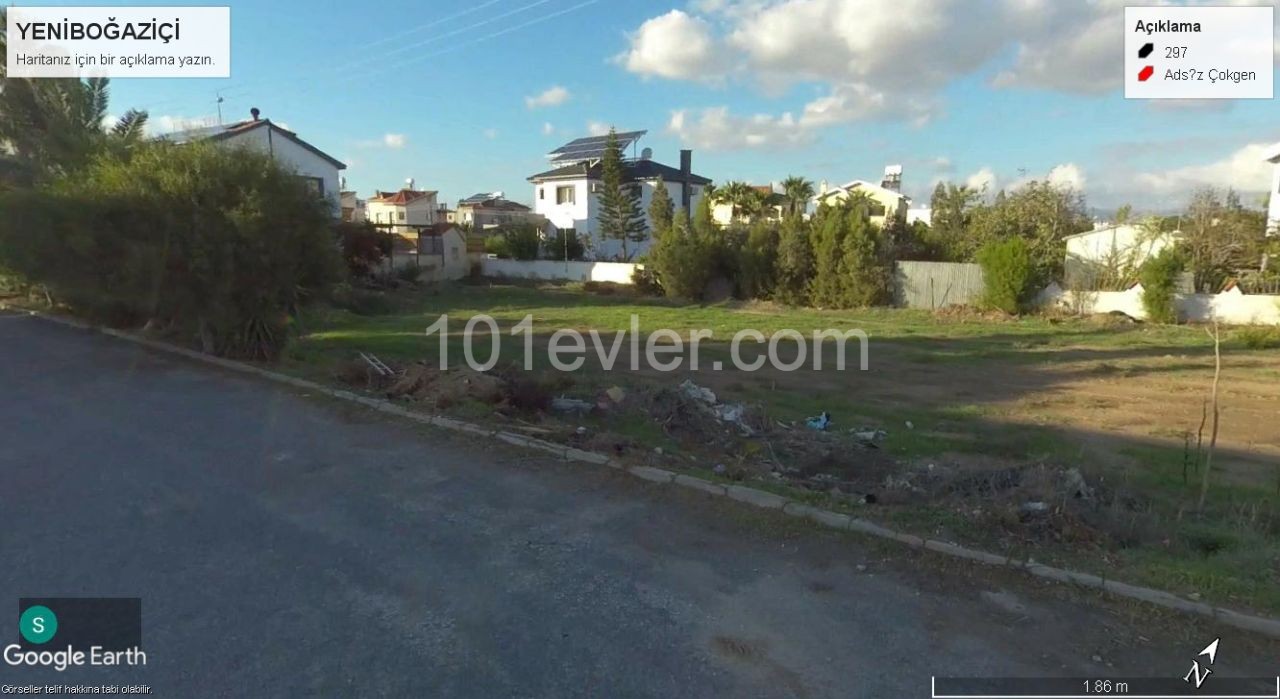 2 PLOTS OF LAND NEXT TO EACH OTHER IN THE YENIBOGAZICI DISTRICT ARE LOCATED 10 dec meters FROM THE MAIN ROAD ** 