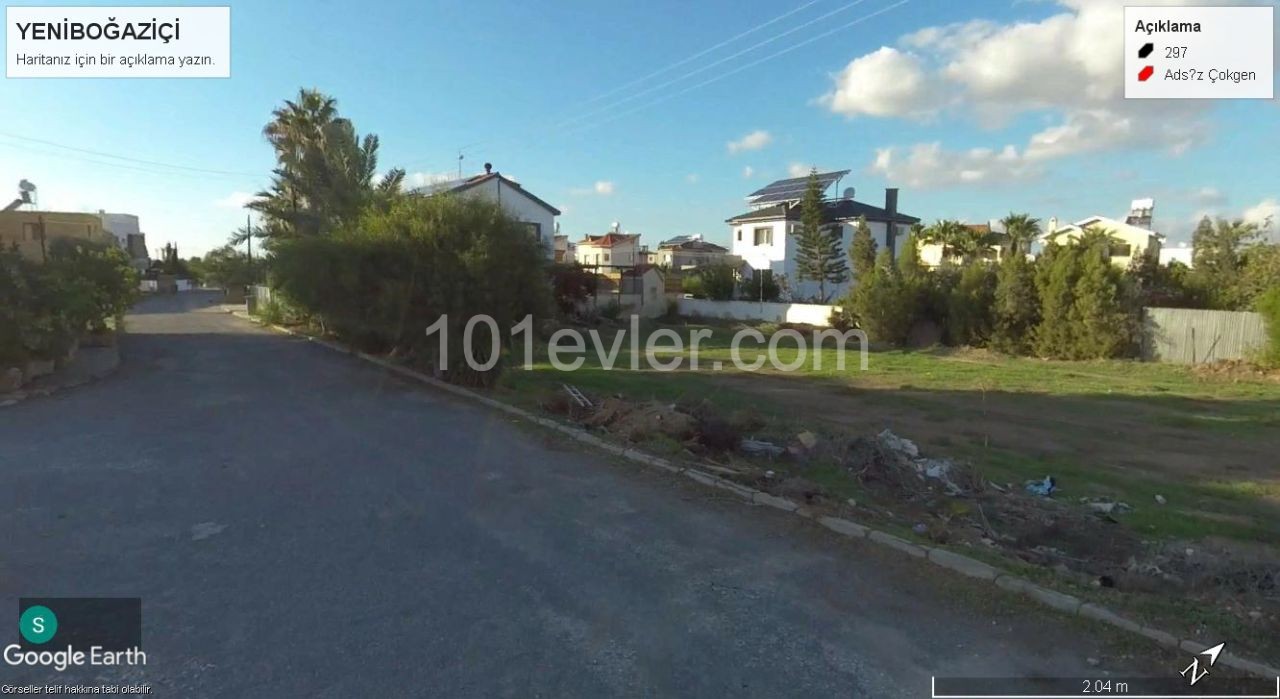 2 PLOTS OF LAND NEXT TO EACH OTHER IN THE YENIBOGAZICI DISTRICT ARE LOCATED 10 dec meters FROM THE MAIN ROAD ** 