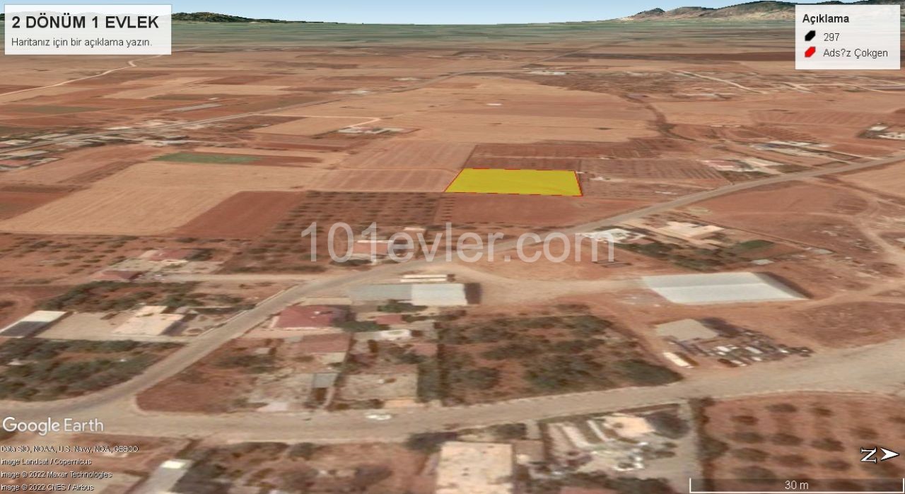 2 ACRES OF 1 EVLEK LARGE LAND SUITABLE FOR THE CONSTRUCTION OF A SPACIOUS VILLA WITH A POOL IN THE VILLAGE OF FAMAGUSTA MORMENEKSHE ** 