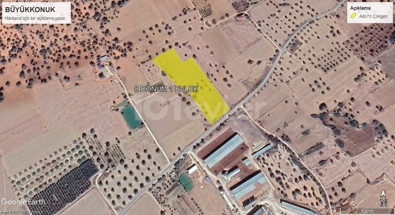 ISKELE 8 ACRES 1 EVLEK COMMERCIAL LAND WITH TURKISH COB ON THE MAIN ROAD IN THE VILLAGE OF BUYUKKONUK ** 