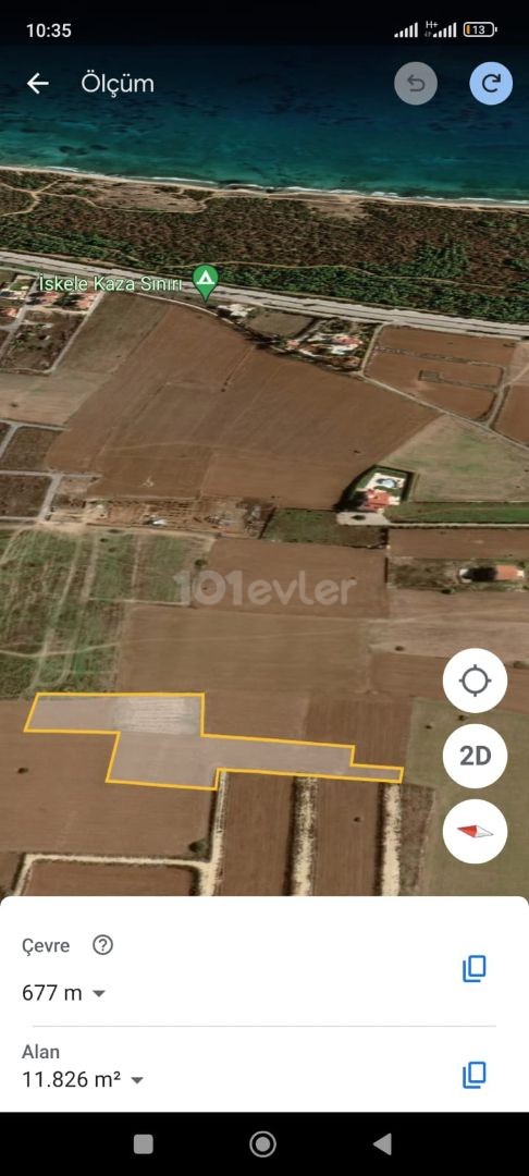 ISKELE ÖTÜKEN 8.5 Decares OF LONG BEACH 2-STOREY ZONED LAND ACRE PRICE 70,000STG ** 