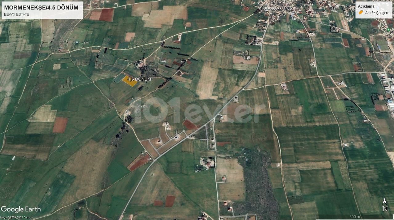 MORMENEKŞE REGION 1 PARZELLE INNERHALB DER STRASSE 4. 5 HEKTAR LAND 95. 000STG