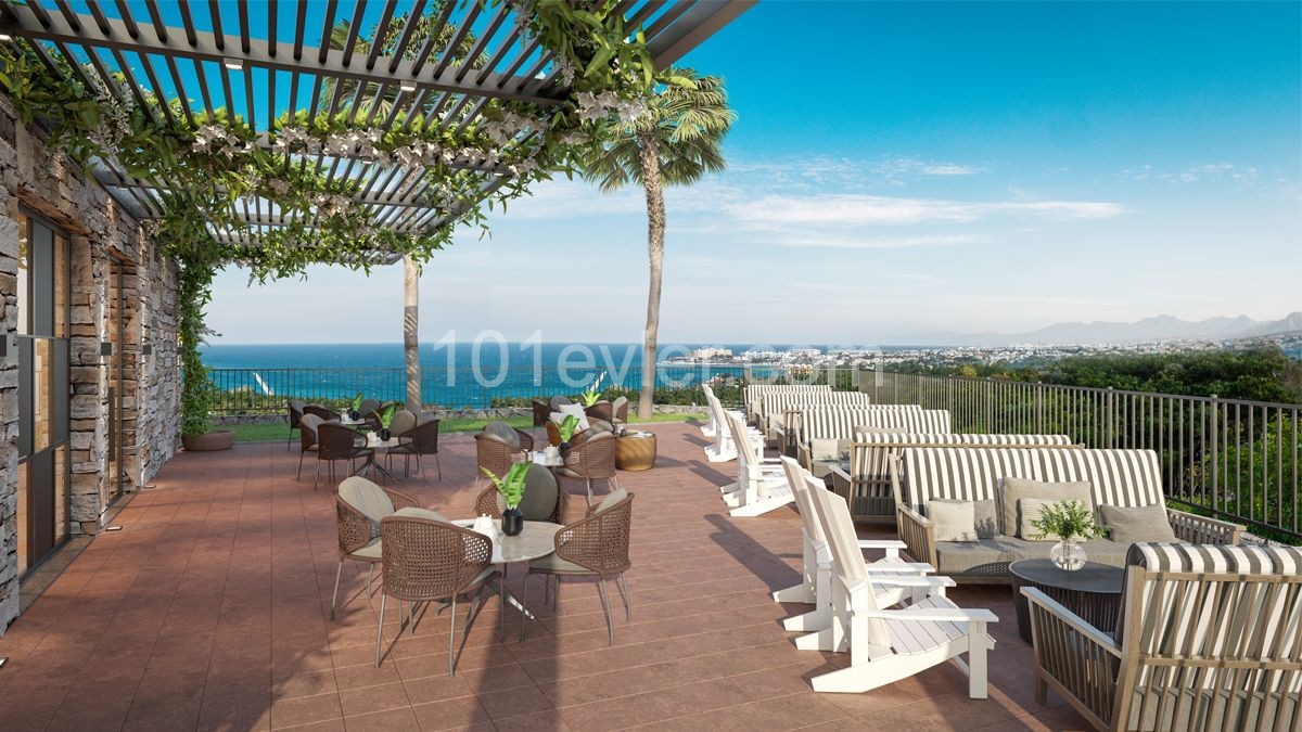 1 BEDROOMED  FLAT WITH PRIVATE GARDEN IN LUXURY SITE  FOR SALE IN ALSANCAK KYRENIA