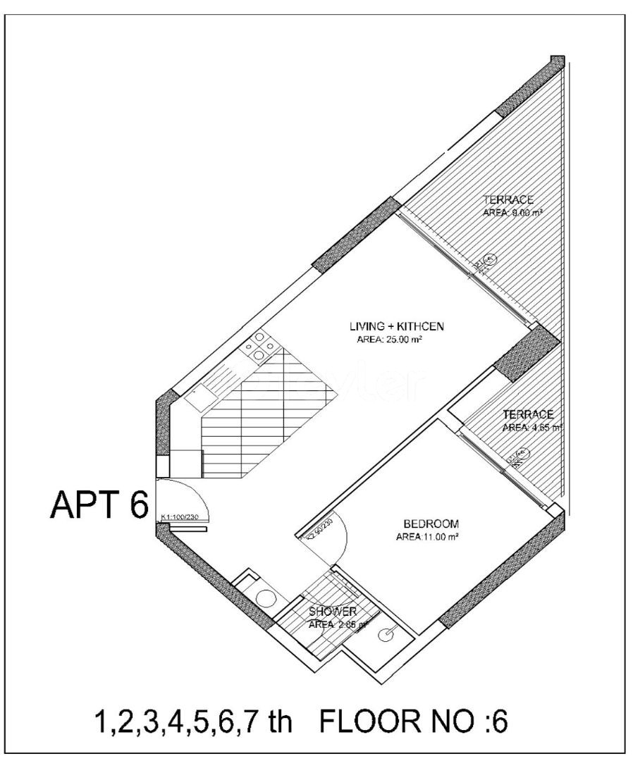 1+1 deniz manzaralı daire