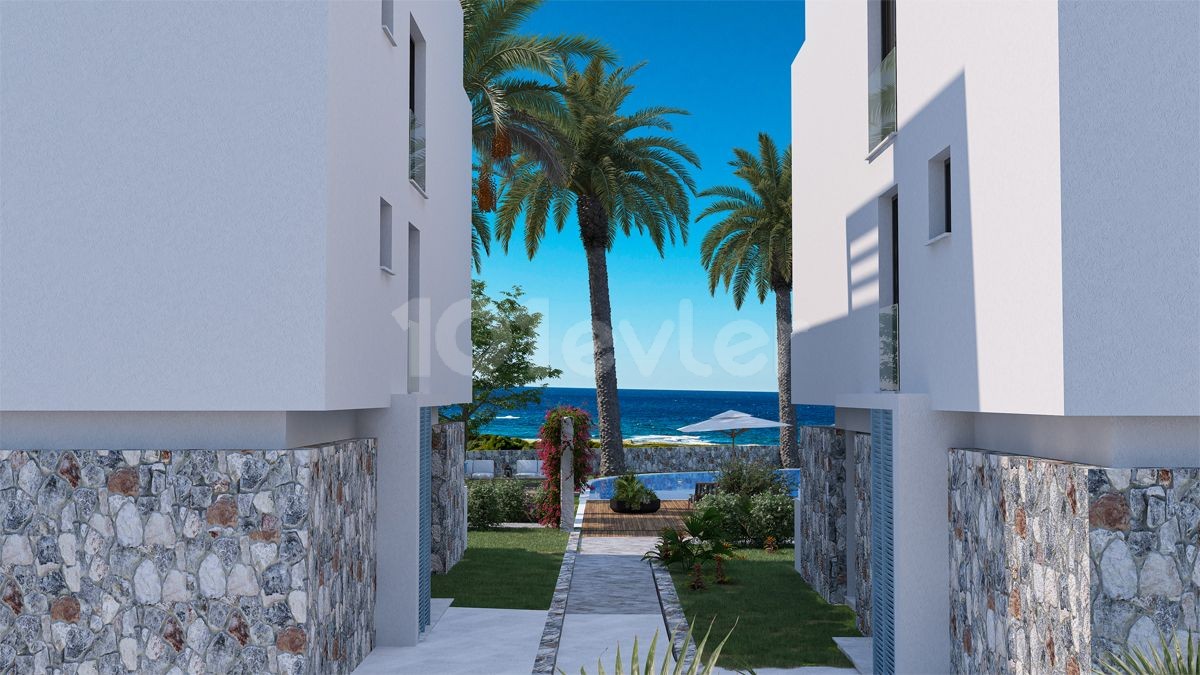 Beachfront properties 3+1 duplex penthouse, with uninterrupted sea and mountain views in Tatlisu, North Cyprus