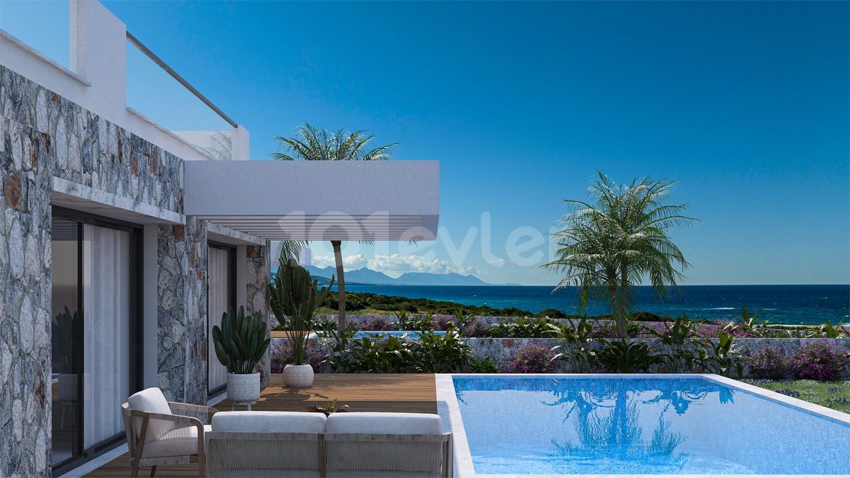 Beachfront properties 3+1 duplex penthouse, with uninterrupted sea and mountain views in Tatlisu, North Cyprus