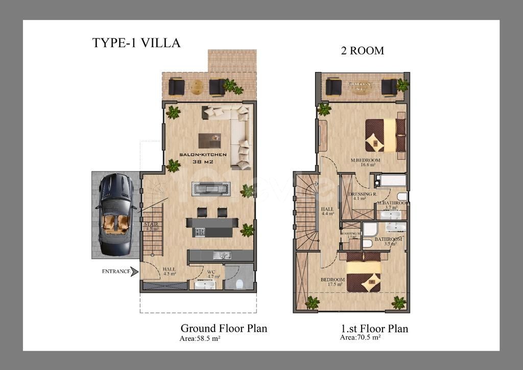 Twin-Villa an der Grenze zwischen Lapta und Karshiyak zu verkaufen