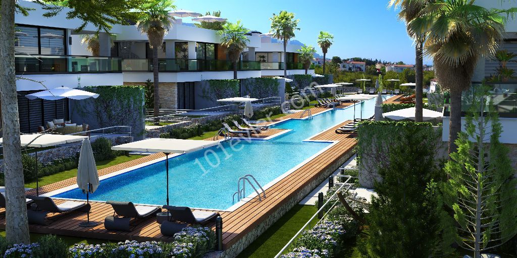 Роскошная 2 + 1 квартира с садом в комплексе в Кирении Алсанджак, Кипр ** 
