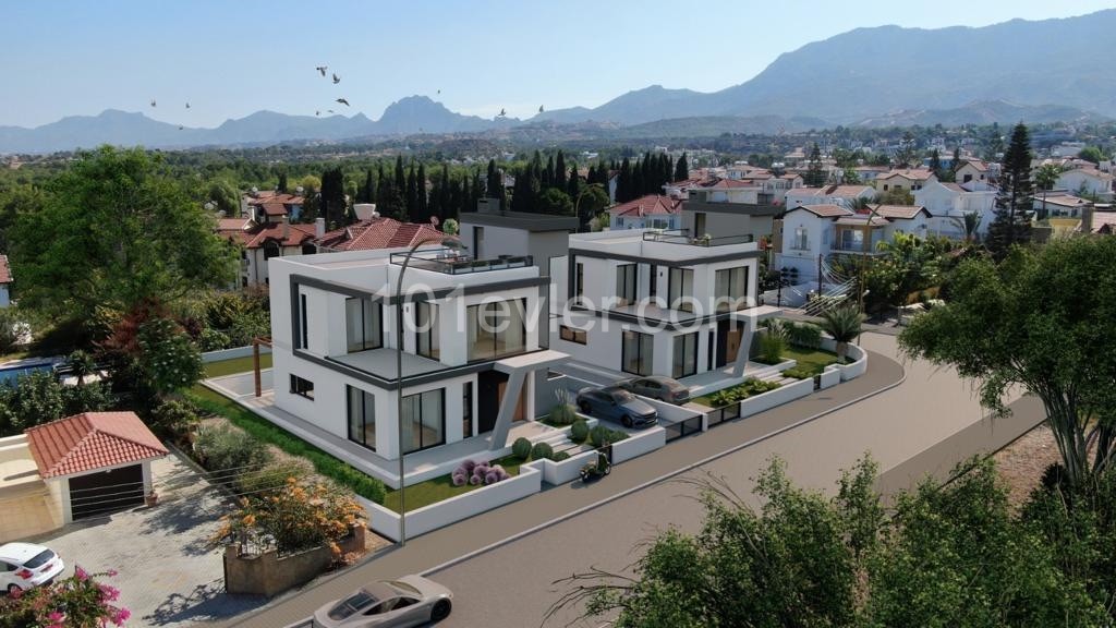 Kıbrıs Girne Çatalköy Müstakil Yüzme Havuzlu Modern Satılık 4+1 Villalar