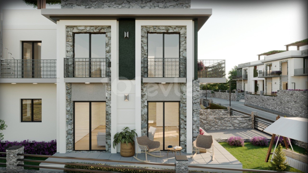 3 + 1 Terrace Floor and Garden Floor Ultra Luxury Apartments for Sale in the Comfort of Kıbrıs Kyrenia Çatalköy Villa ** 