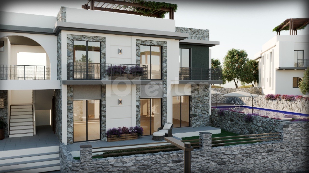 3 + 1 Terrace Floor and Garden Floor Ultra Luxury Apartments for Sale in the Comfort of Kıbrıs Kyrenia Çatalköy Villa ** 