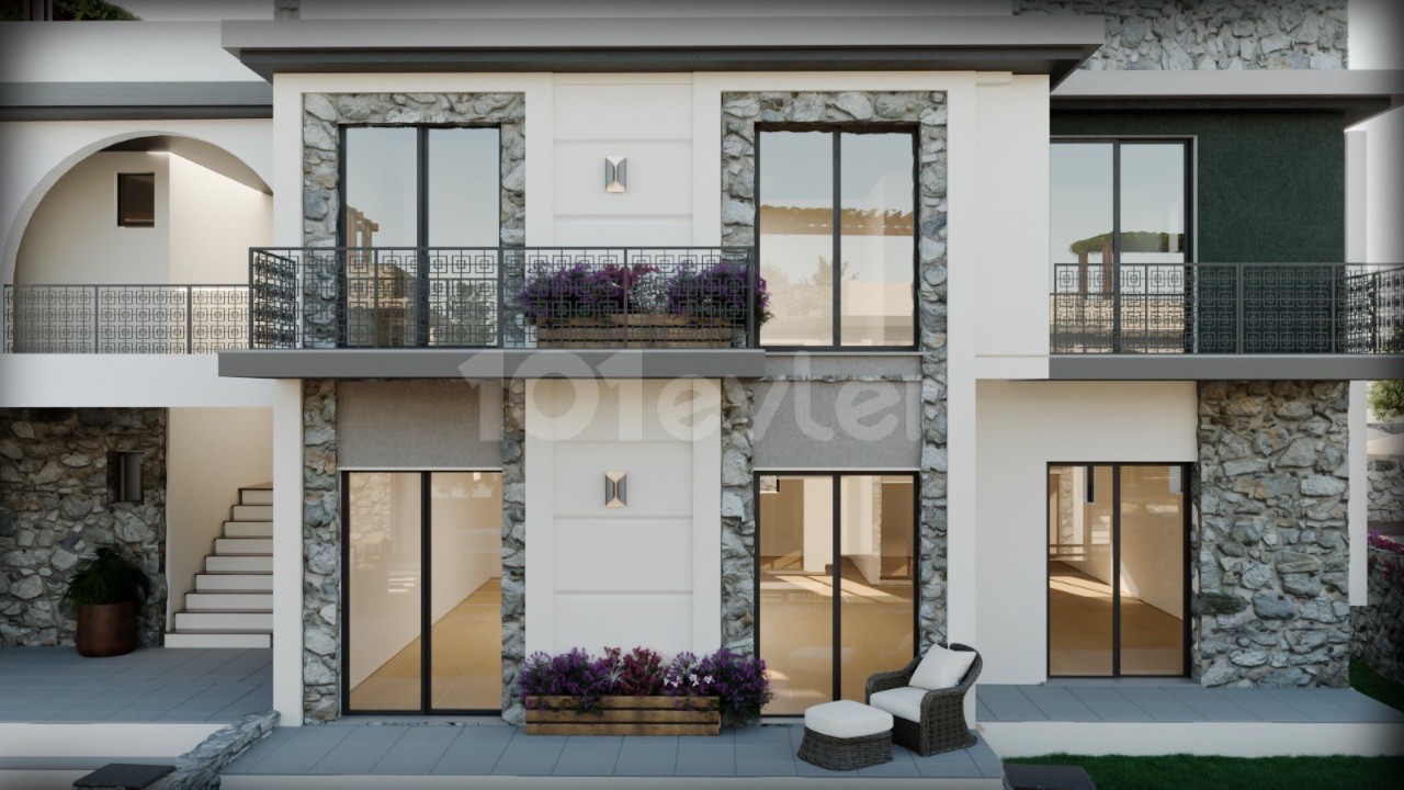 3 + 1 Terrace Floor and Garden Floor Ultra Luxury Apartments for Sale in the Comfort of Kıbrıs Kyrenia Çatalköy Villa ** 