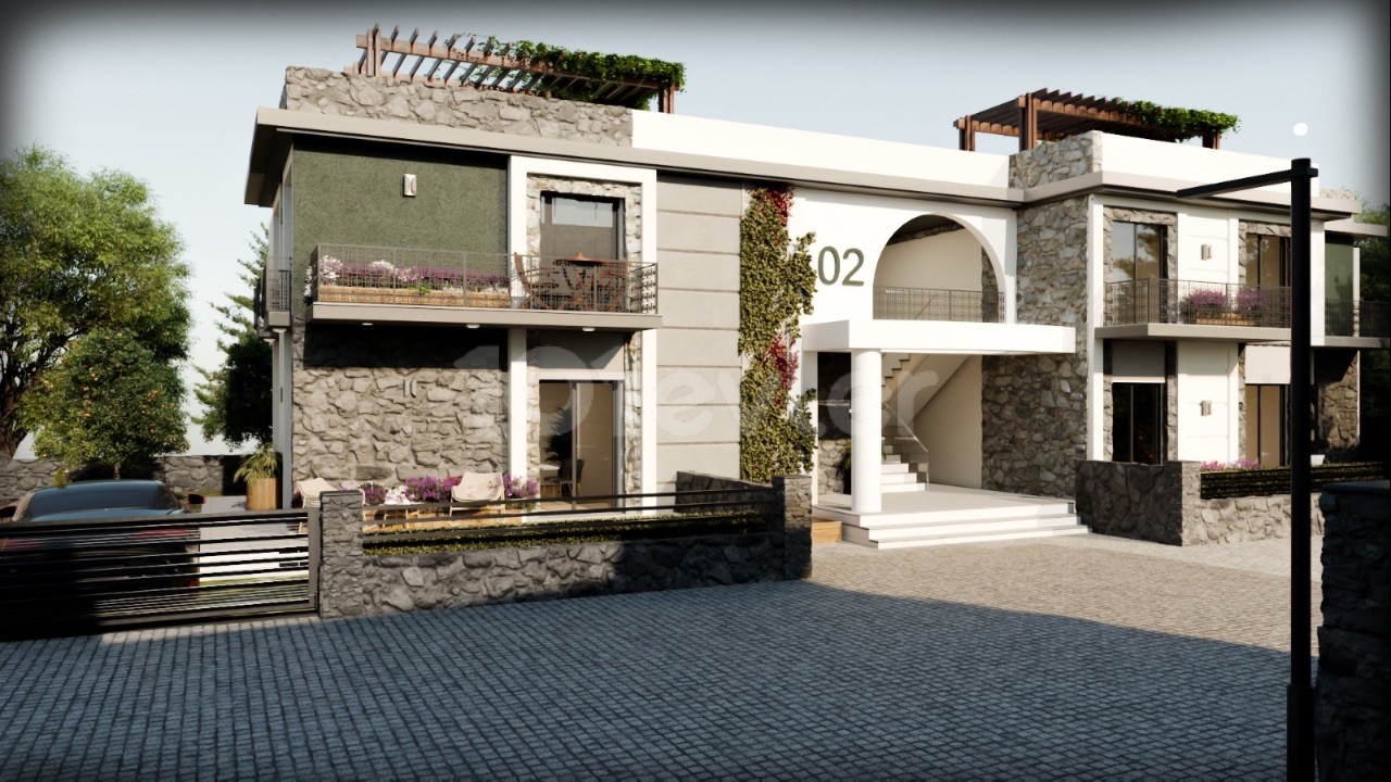Zypern Kyrenia Chatalköy Villa 3+1 Terrasse und Garten Etage Ultra Luxus Wohnungen zum Verkauf in Komfort ** 