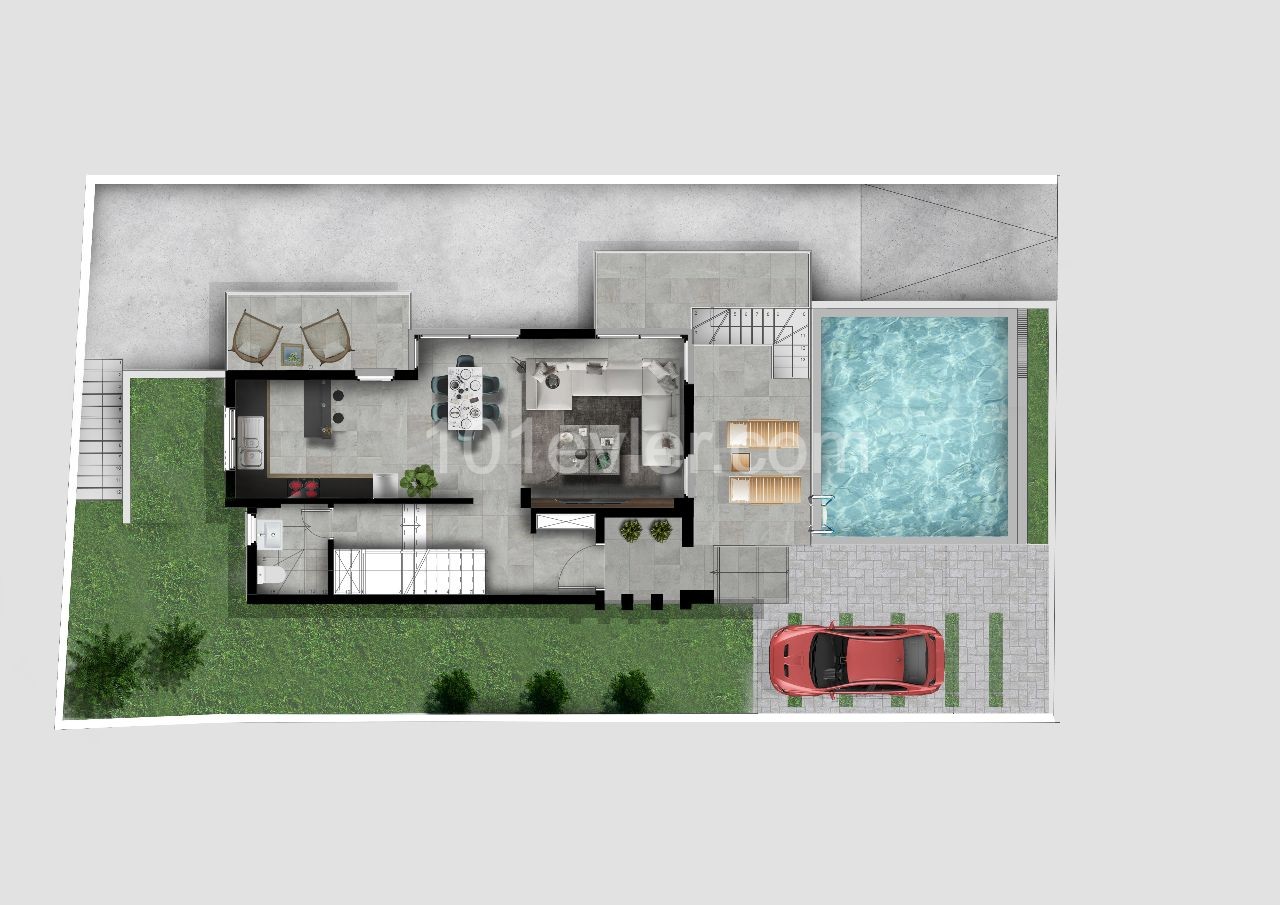 3 + 1 Villa Zum Verkauf In Alsancak ** 