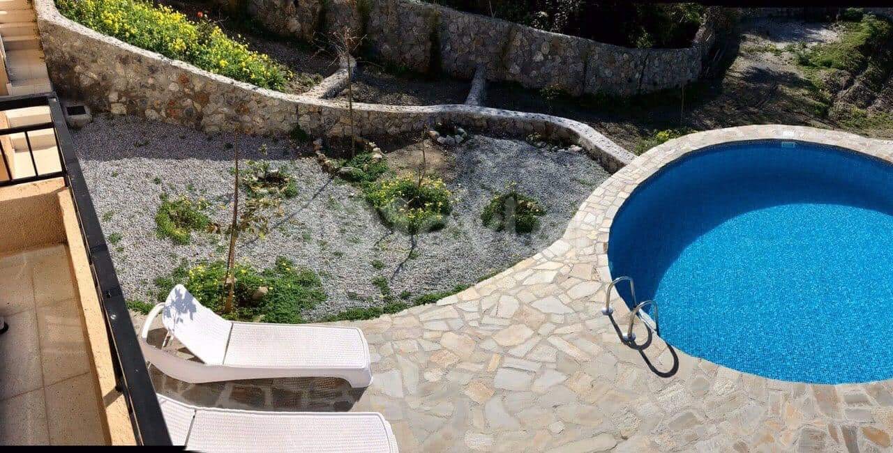 A FULLY FURNISHED 3+1 DUPLEX LUX VILLA WITH A GARDEN WITH A PRIVATE POOL WITH A GREAT VIEW OF NATURE IN THE KYRENIA EDREMIT REGION ** 