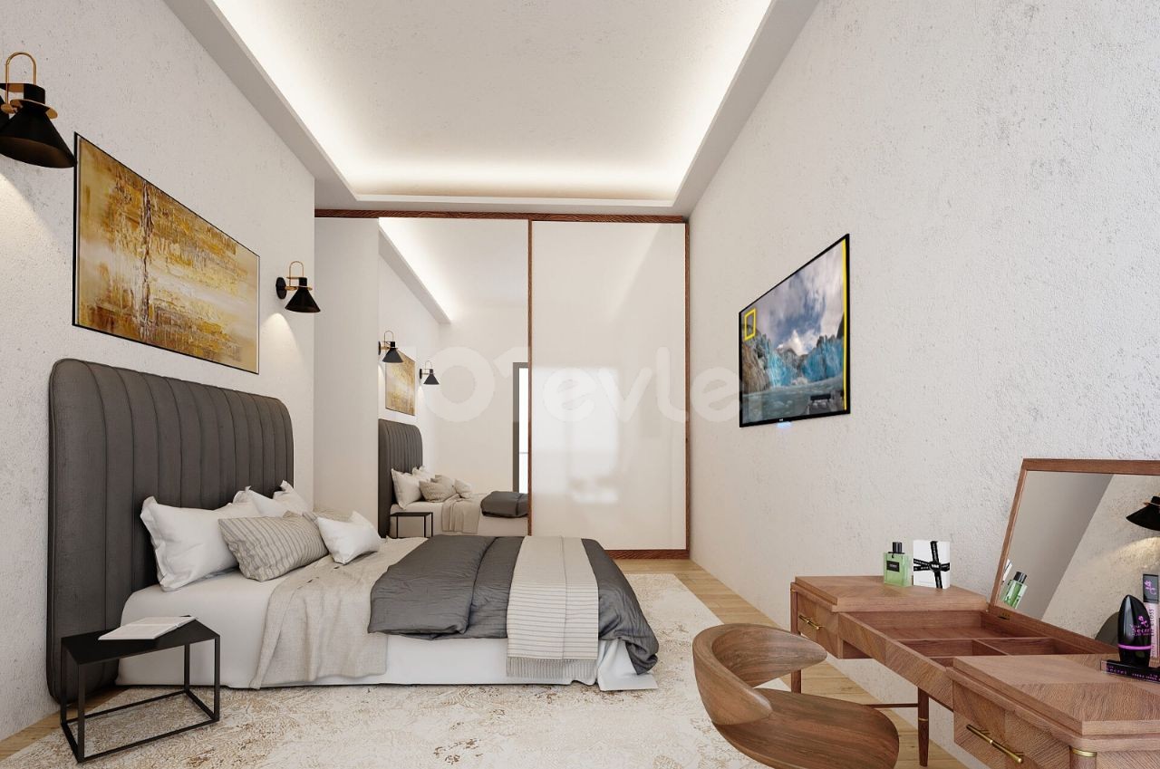 3+1 LUXUS-WOHNUNG ZUM VERKAUF MIT HERRLICHEM BERG-UND MEERBLICK, ÜBERDACHTER PARKPLATZ UND GEWERBEGENEHMIGUNG AUF ZYPERN KYRENIA BELLAPAIS STRAßE ** 