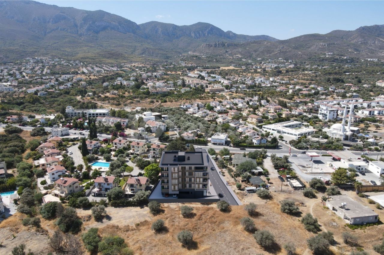 CYPRUS KYRENIA 3 + 1 LUXURY APARTMENT FOR SALE ON BELLAPAIS ROAD WITH MAGNIFICENT MOUNTAIN AND SEA VIEWS, INDOOR PARKING AND COMMERCIAL PERMIT ** 