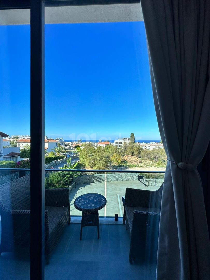 3+1 FLATS FOR SALE IN CYPRUS GIRNE ALSANCAK AREA, WITHIN A SITE WITH A POOL, WITH TERRACE OR GARDEN FLOOR OPTIONS, WITH MOUNTAIN AND SEA VIEWS, OFFERING A TURN KEY 12 MONTHS PAYMENT AFTER 50% PAYMENT.