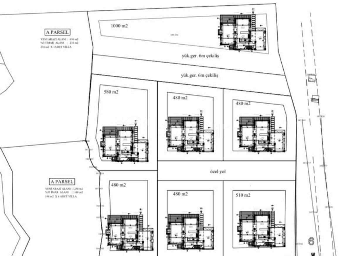 Karmi'de Satılık Arazi hazırlanmakta olan  7 ad villa projesi ile 6636 m2  975.000 stg