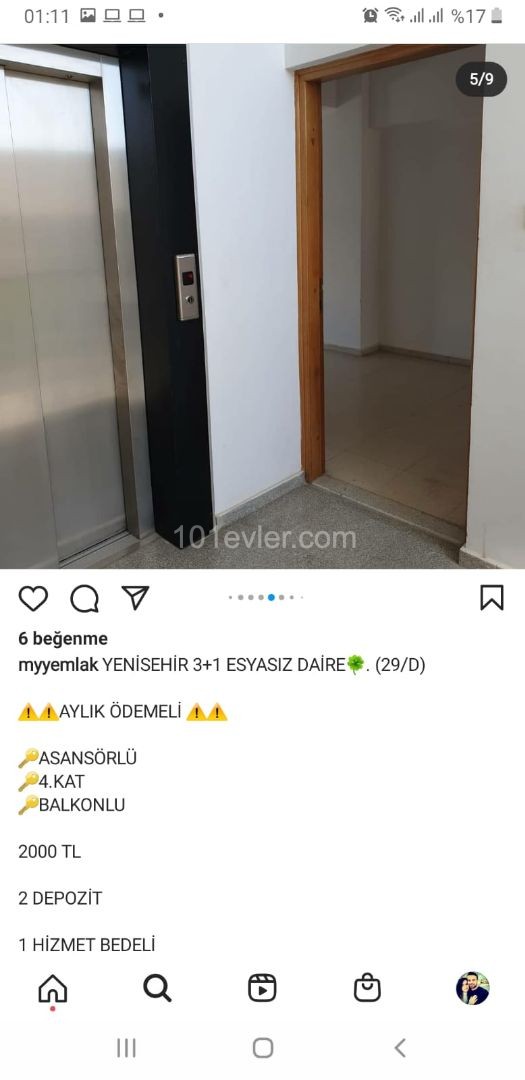 YENİŞEHİR'DE 2500 TL'YE AYLIK ÖDEMELİ 3+1 EŞYASIZ KİRALIK OFİS