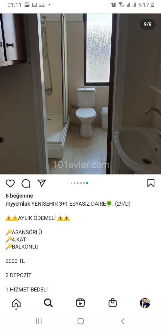 YENİŞEHİR'DE 2500 TL'YE AYLIK ÖDEMELİ 3+1 EŞYASIZ KİRALIK OFİS