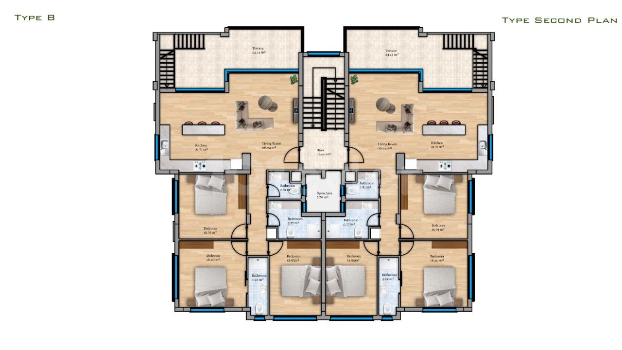 3+1 FLATS FOR SALE FOR LIVING AND COMMERCIAL PURPOSE IN A NEW PROJECT IN KYRENIA ALSANCAK! ** 