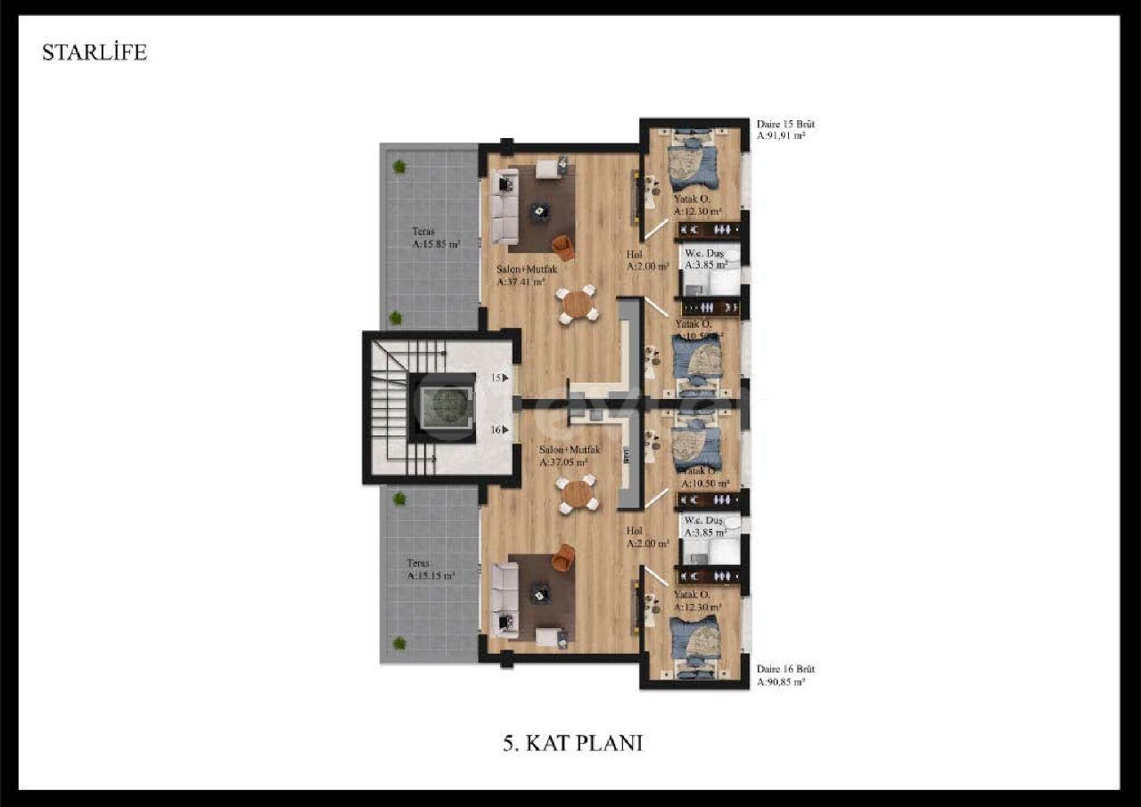 Luxury 2+1 flats for sale in Kyrenia