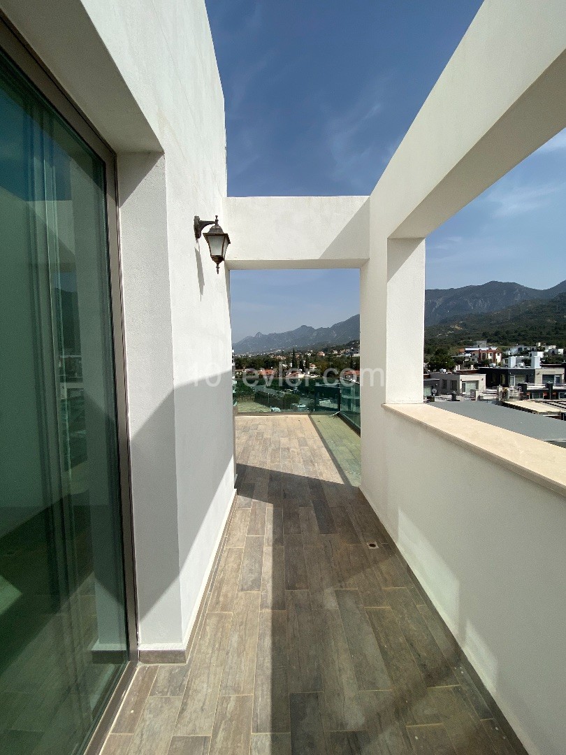 3+1 FURNISHED PENTHOUSE IN GREENERY WITH SEA AND MOUNTAIN VIEW 