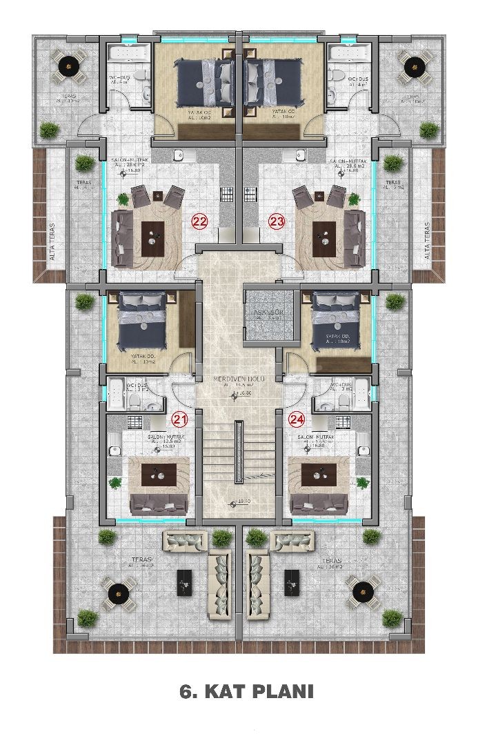 GİRNE MERKEZDE SATILIK HAZIR 1+1/2+1 DAİRELER 