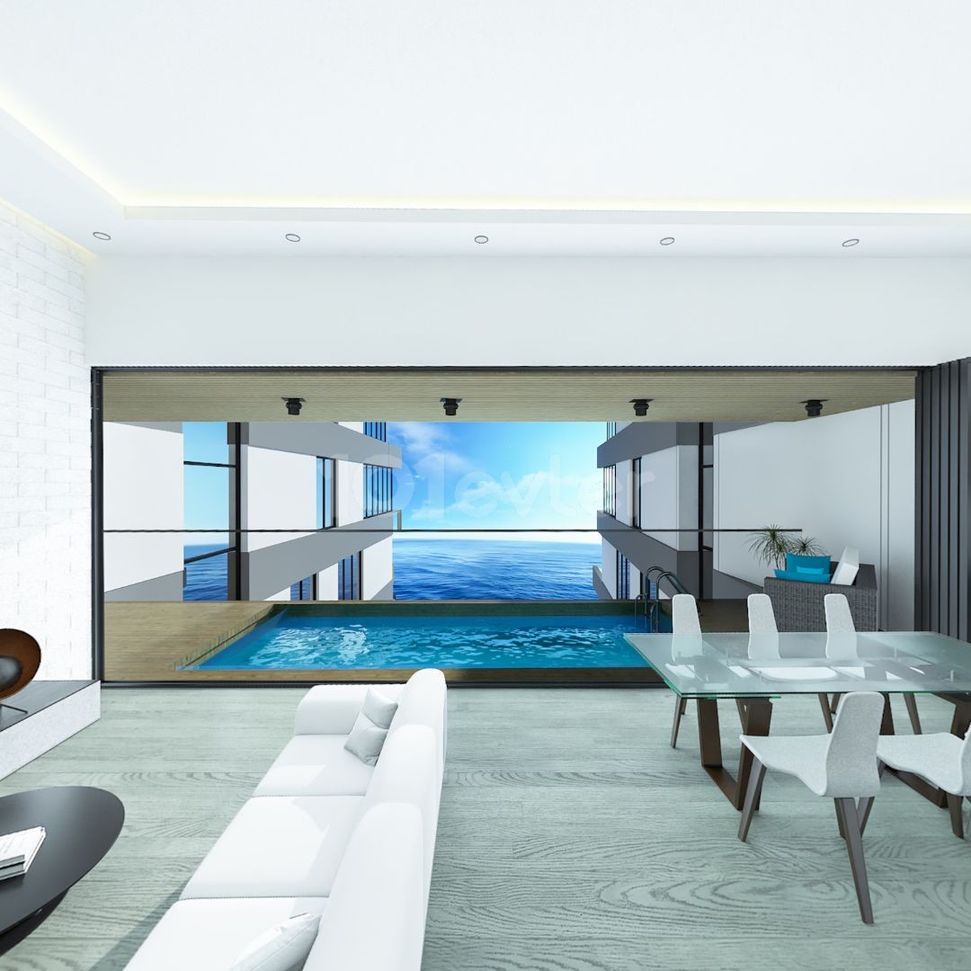 FLATS FOR SALE IN KYRENIA WITH PRIVATE BALCONY AND POOL UNDER THE PROJECT PHASE