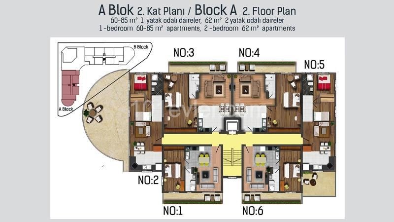 1+1 and 2+1 apartments for sale in Magosa ** 