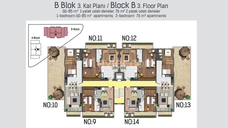 1+1 and 2+1 apartments for sale in Magosa ** 